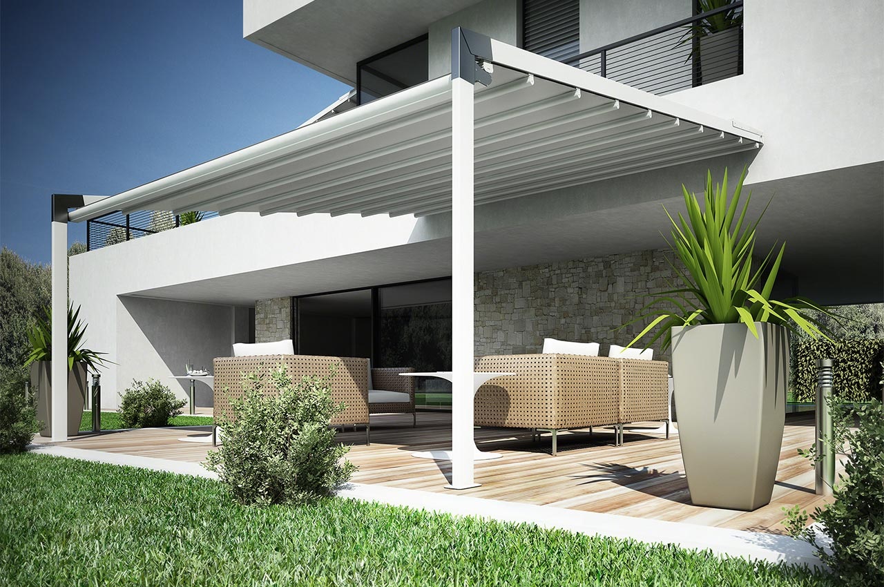 Flexia Pergola Addossata Con Telo Retraibile Euroarredo